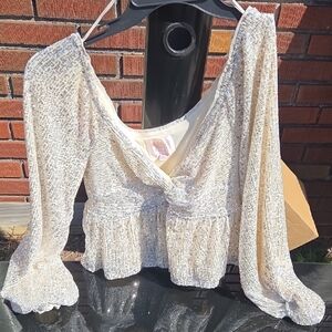 Audrey Parks / Francescas Sequin Cream Women's Top